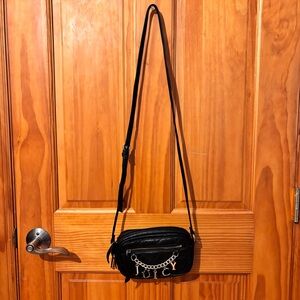 Long Black Juicy Couture Crossbody Bag With Chain Spelling Out “JUICY”